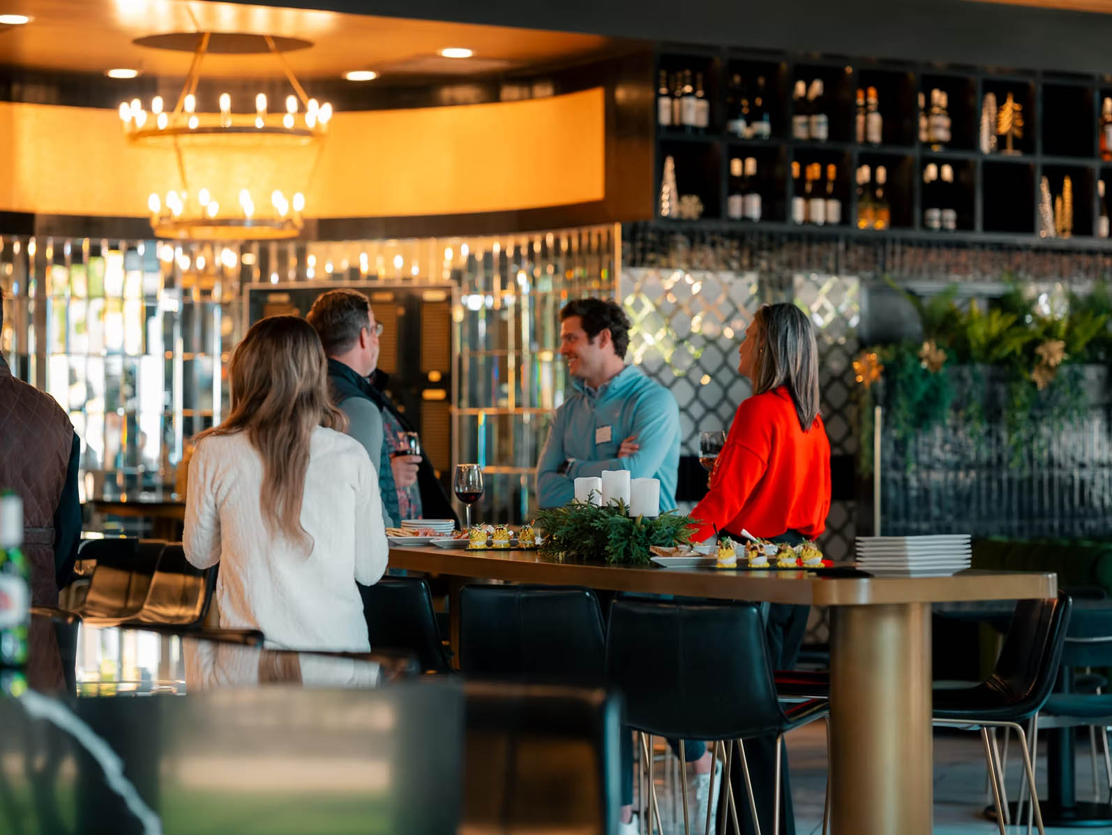 Guests mingling at a private dining event inside Jane Southlake cocktail bar and kitchen